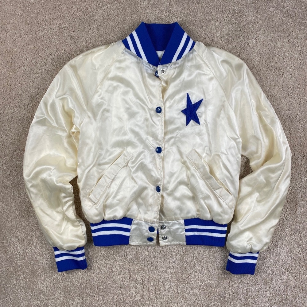 Vintage 70s Active Generation Dallas Cowboys Cheerleaders Satin Varsity Jacket k